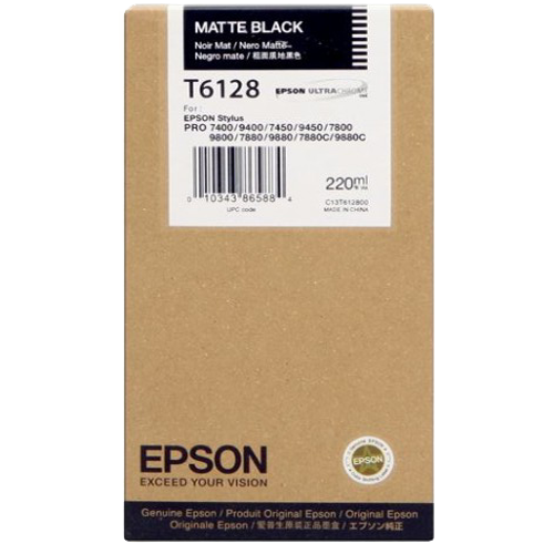 Epson T6128 - 220 ml Mat Zwart inkt cartridge - C13T61280N