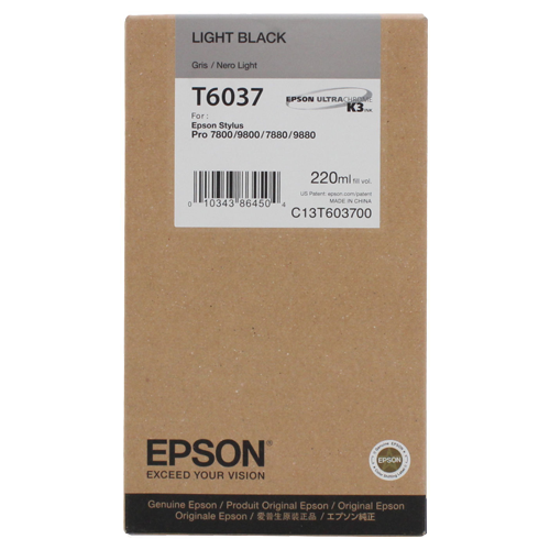 Epson T6037 - 220 ml Licht Zwart inkt cartridge - C13T603700