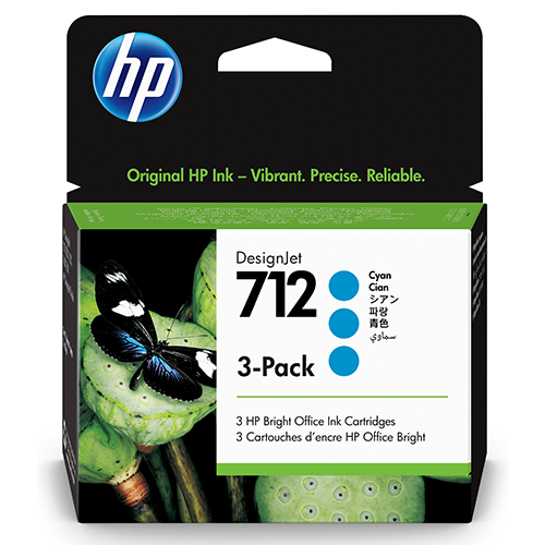 HP 712 - 3 stuks 29 ml Cyaan inkt cartridge - 3ED77A